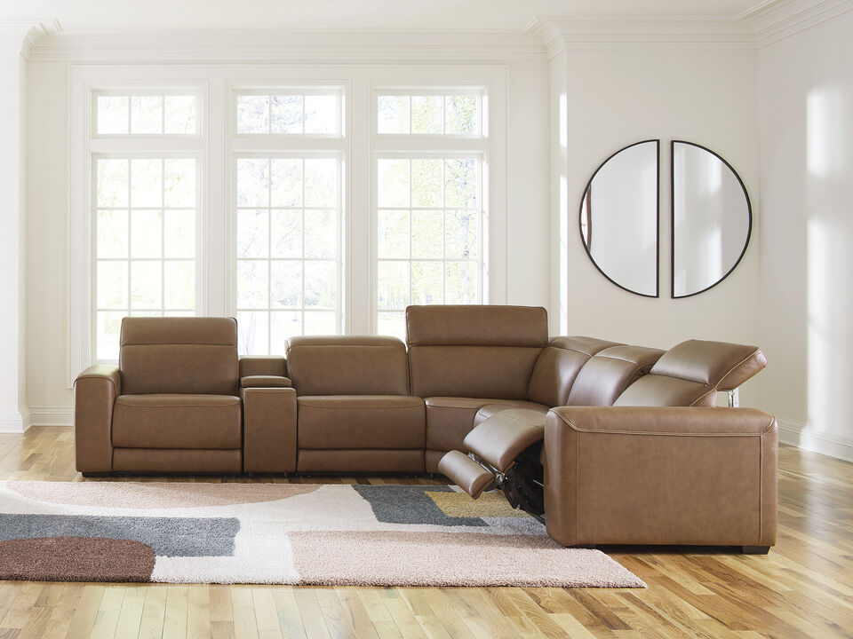 Rally-Up 6-Piece Dual Power Leather Reclining Modular Sectional with Console