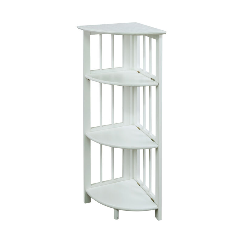 Casual Home 4-Shelves Corner Folding Bookcase, White