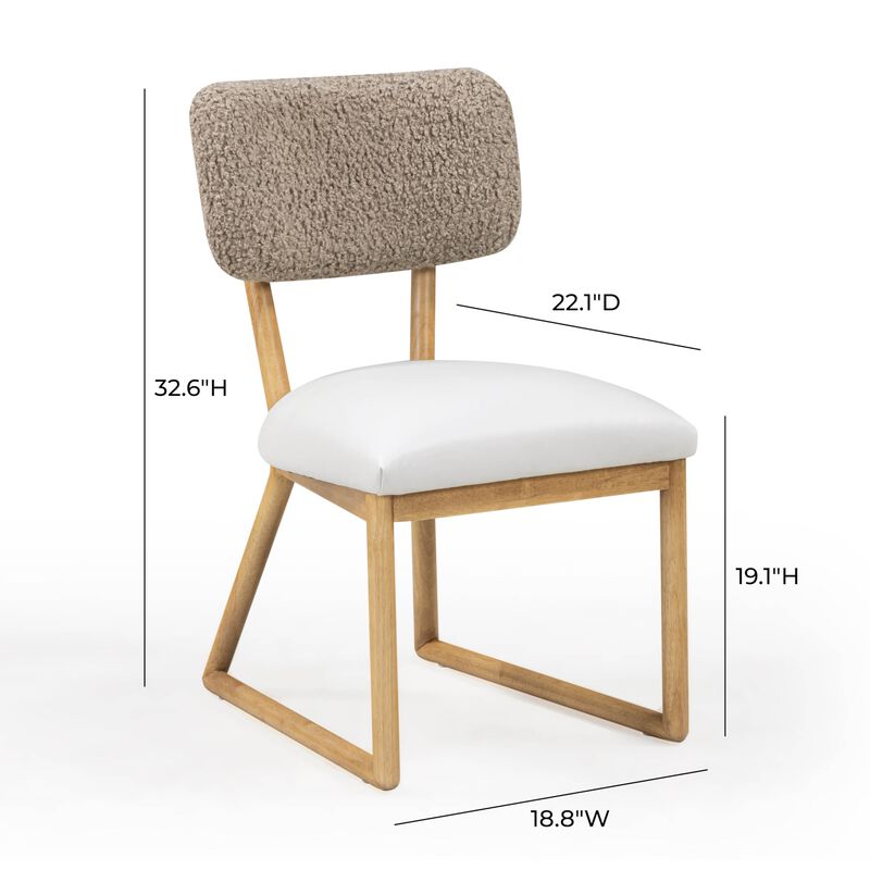 Tov Furniture Bobbie Cream Vegan Leather and Grey Vegan Shearling Dining Chair image number 2