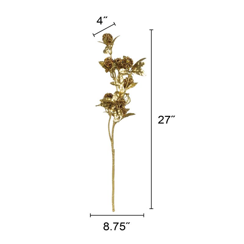 Glittered Gold Faux Berry & Leaf Stem with Iron Detail image number 1