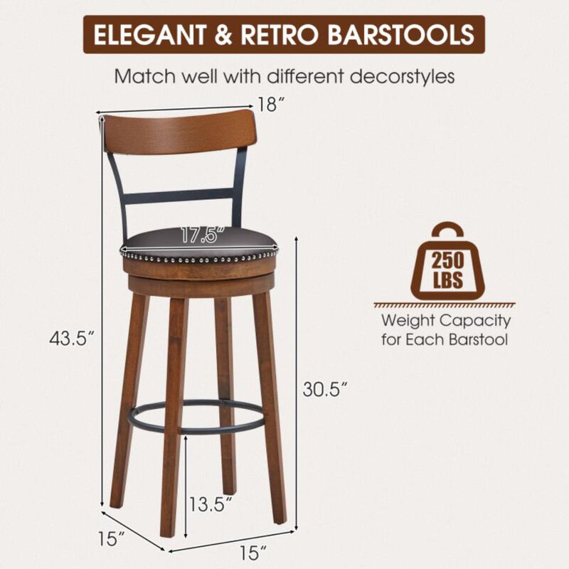 Hivvago Set of 2 Swivel Counter Height Bar Stools
