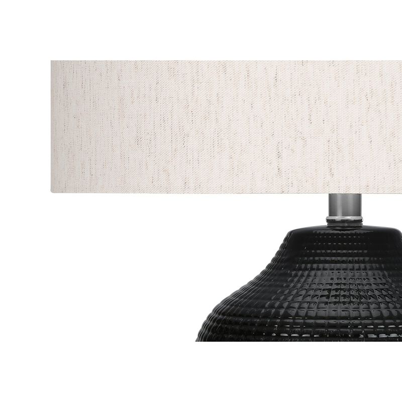 Monarch Specialties I 9705 - Lighting, 26"H, Table Lamp, Black Ceramic, Ivory / Cream Shade, Contemporary, Modern