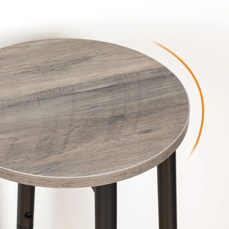 2-Piece Round Bar Stool Set with Footrest, Modern Counter Seating-Greige image number 5