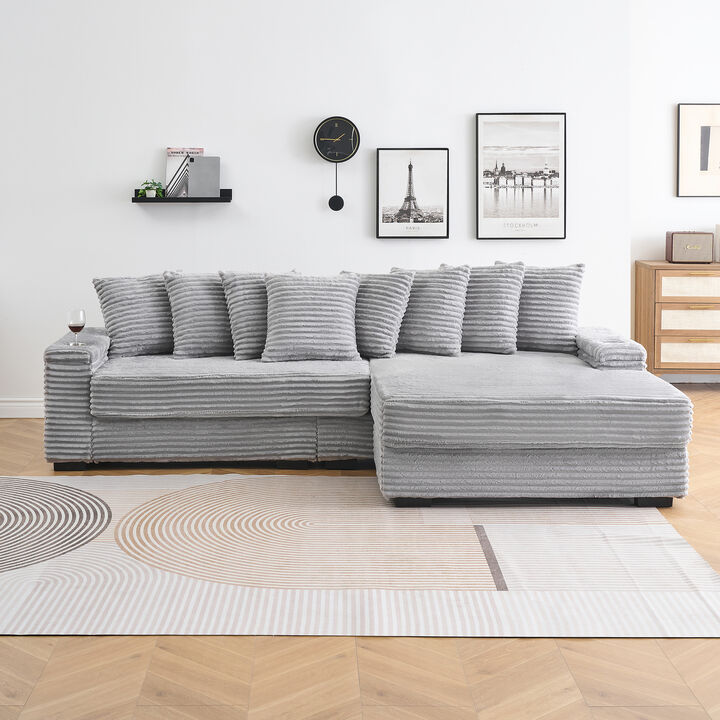 Merax Olive L-Shaped Corduroy Sofa