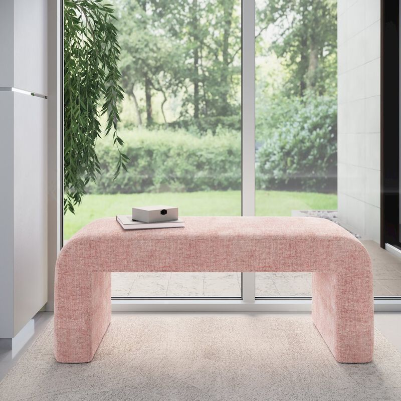 Jofran Sophia Modern Luxury Curved Upholstered Waterfall Jacquard Bench - Small