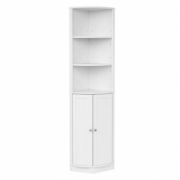 ELEMENT ACE 67 Inch Tall Freestanding Corner Storage Cabinet with 2 Doors, Adjustable Shelves for Bathroom, Kitchen, Living Spaces