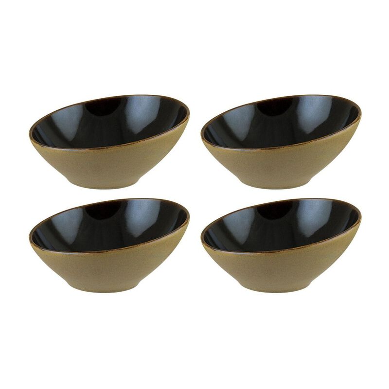 Sphere Earth dia.6.5" h:3" 12 oz. Round Black Porcelain Bowl (Set of 4)