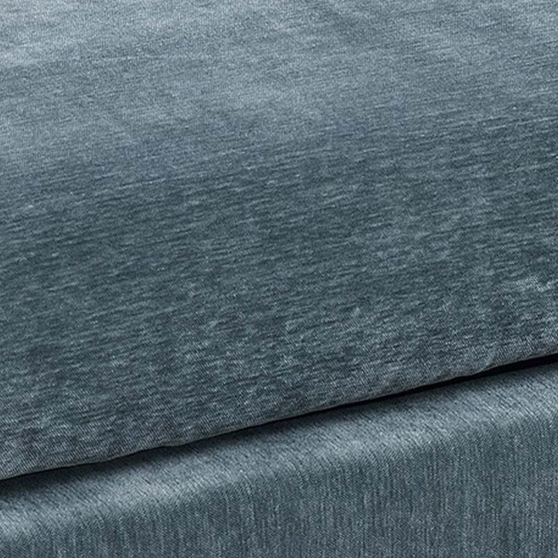 Rio 32 Inch Modular Ottoman, Box Cushion Seat, Wood Legs, Slate Blue Fabric