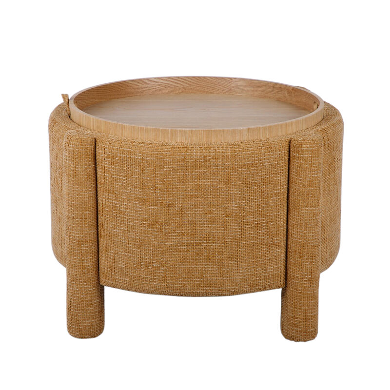 Bellamy Curry Chenille Storage Stool With Reversible Tray Top image number 1