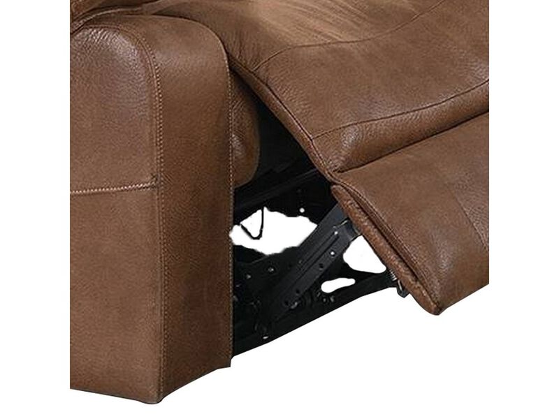41 Inch leatherette Reclining Chair with USB Port, Brown - Benzara