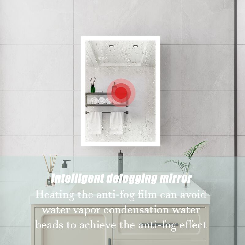 ELEMENT ACE LED Illuminated Medicine Cabinet with Defogger Mirror and Digital Display image number 6