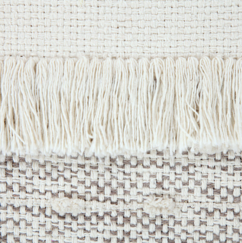 Handwoven Cotton Striped Pouf Ottoman for Bedroom or Lounge Decor