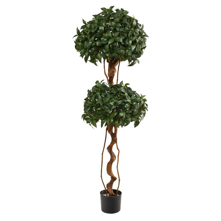 HomPlanti 5 Feet Sweet Bay Double Ball Topiary Artificial Tree