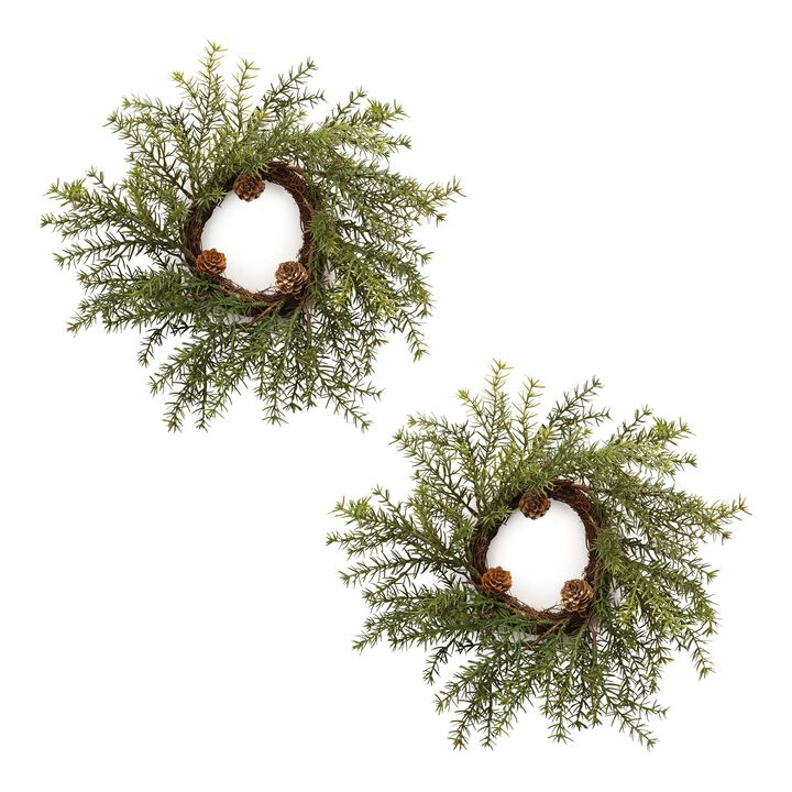 Artificial Pine Wreath Set – 2-Pack Winter Greenery Wreaths for Indoor/Outdoor Christmas Decoration