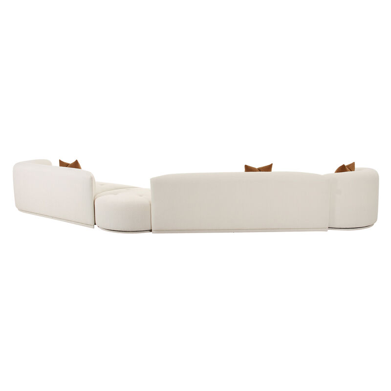 Fickle Cream Boucle 4-Piece Modular RAF Sectional image number 3