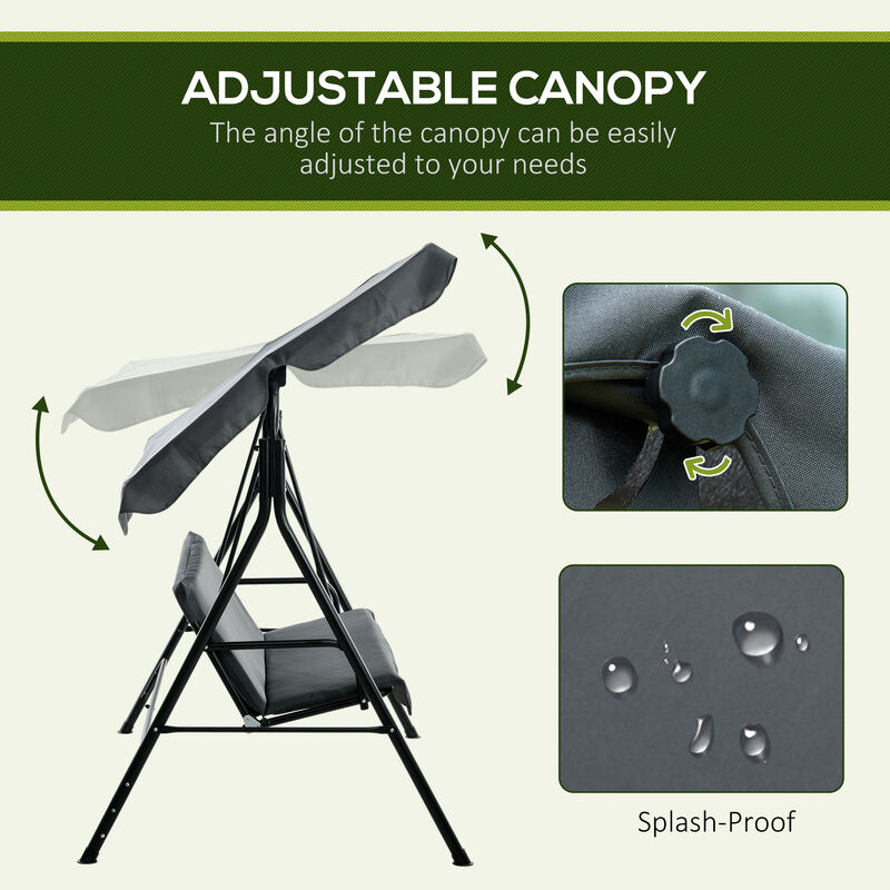 Hivvago 3-Seat Outdoor Patio Swing with Cushion and Canopy image number 4