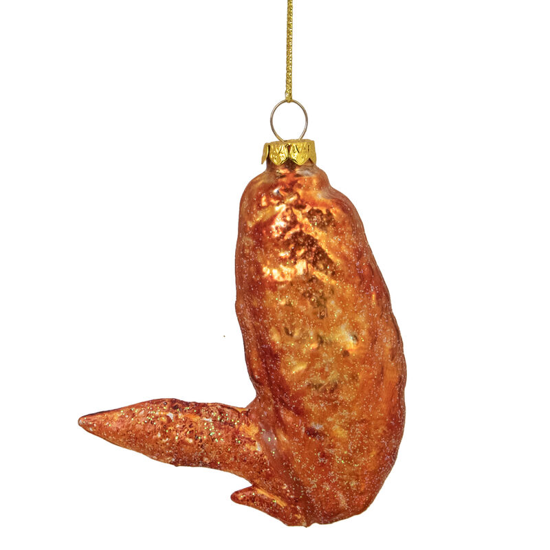 4" Buffalo Flat Chicken Wing Glass Christmas Ornament image number 1