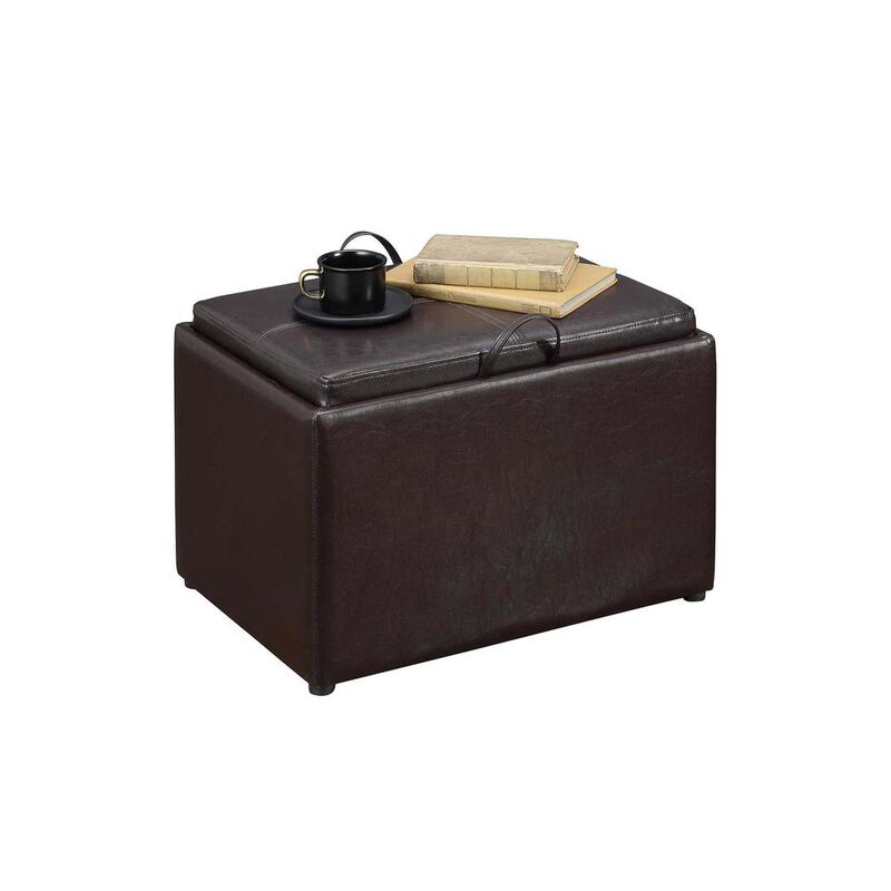 Convience Concept, Inc. Designs4Comfort Accent Storage Ottoman with Reversible Tray Espresso Faux Leather