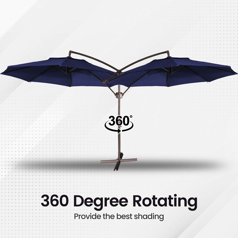 Mondawe 11ft Offset Patio Umbrella with Easy Tilt and Crank 360&deg; Rotate Patio Offset Hanging Outdoor Market Umbrella Cantilever Umbrella