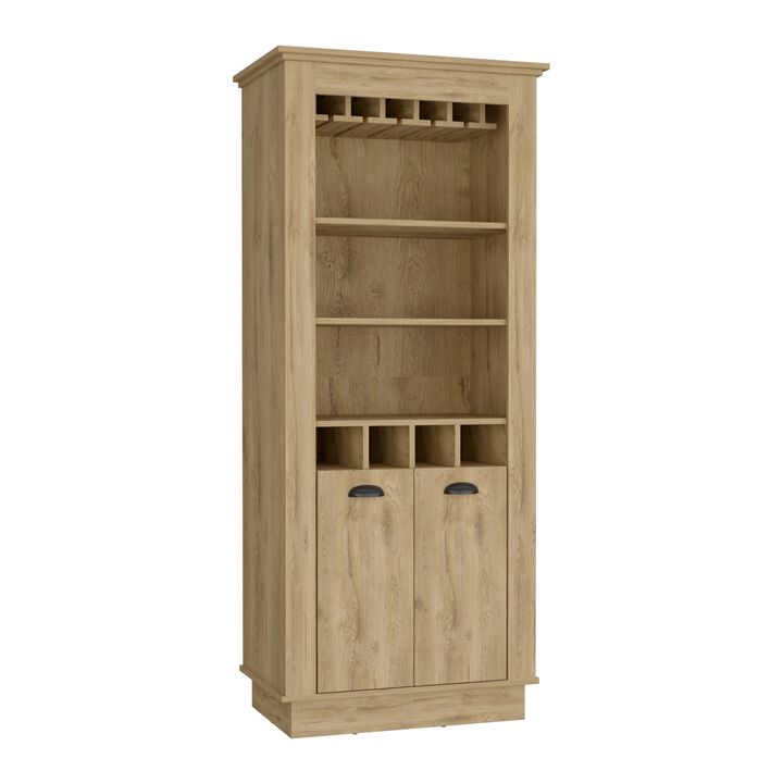 Misuri Wardrobe Armoire with Double Door, Drawer, Metal Rods, and Open Shelves-White