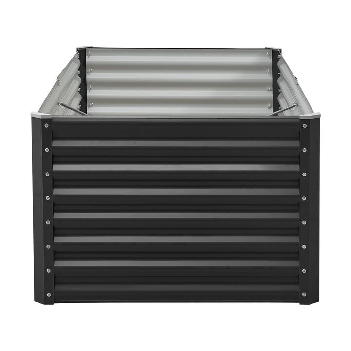 Large Metal Planter Box with Open Base for Garden Vegetables and Herbs-Dark Grey