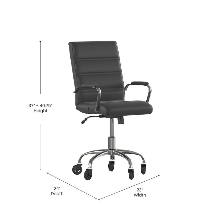 Flash Furniture Mid-Back Black Executive Swivel Office Chair with Chrome Frame, Arms,