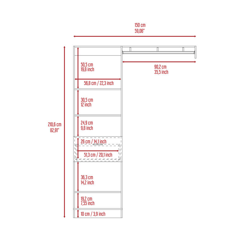 Lenox 1-Drawer 4-Shelf Closet System Black Wengue