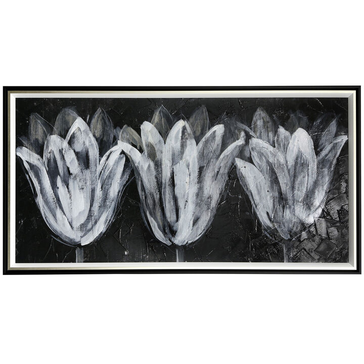 White Trio On Black I Framed Print