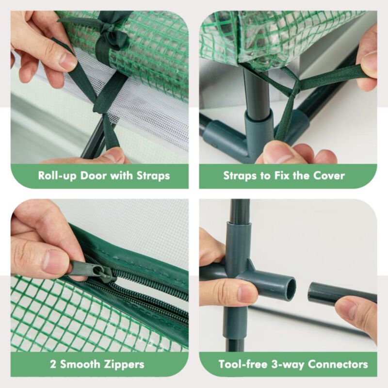 Hivvago Galvanized Raised Garden Bed with Greenhouse