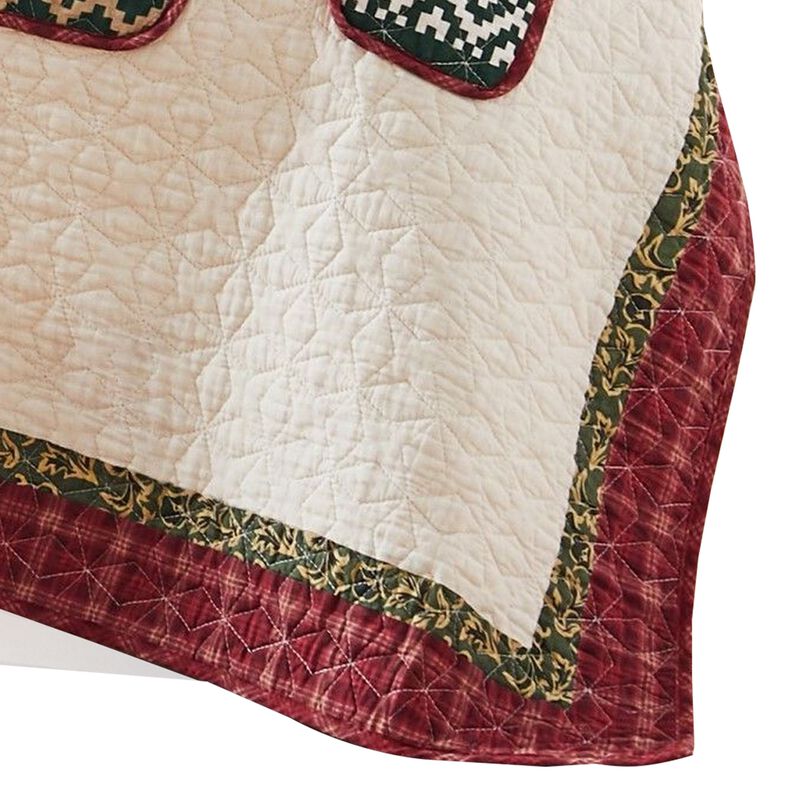 50 x 60 Inch Cotton Quilted Throw Blanket, Christmas Sweater Print, Red - Benzara