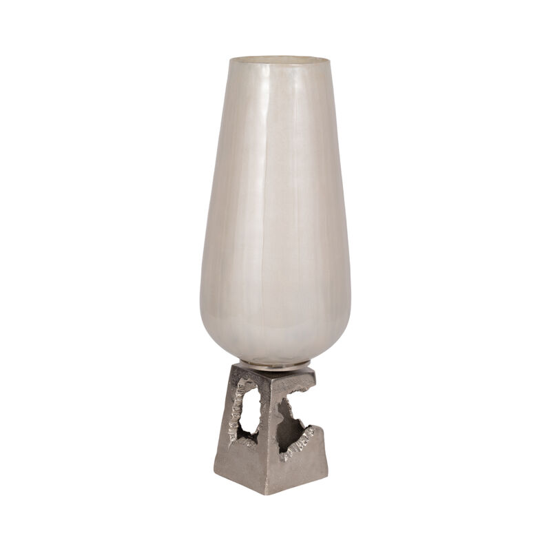 Glass 19"H Vase W/ Metal Base image number 2