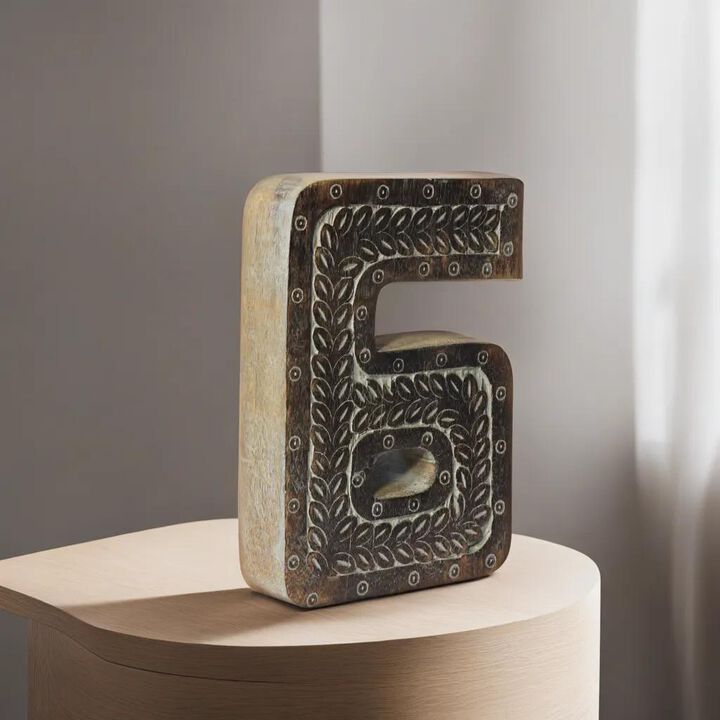 Vintage Gray Handmade Eco-Friendly "6" Numeric Number For Wall Mount & Table Top Décor