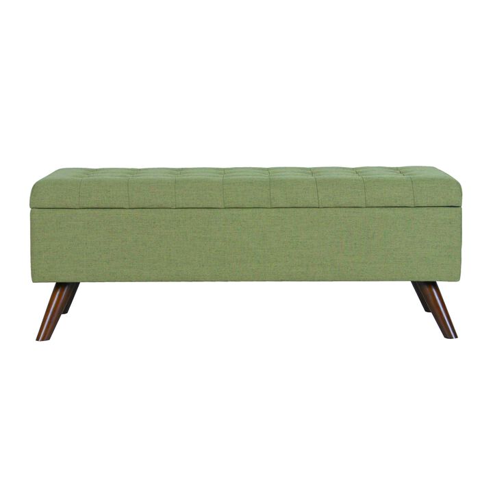 Eva Storage Bench Ottoman, Olive Green Woven Polyester, Brown, 48 Inch