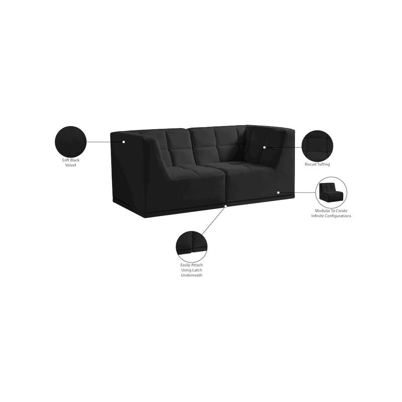 Meridian Furniture Relax Black Velvet Modular Sofa