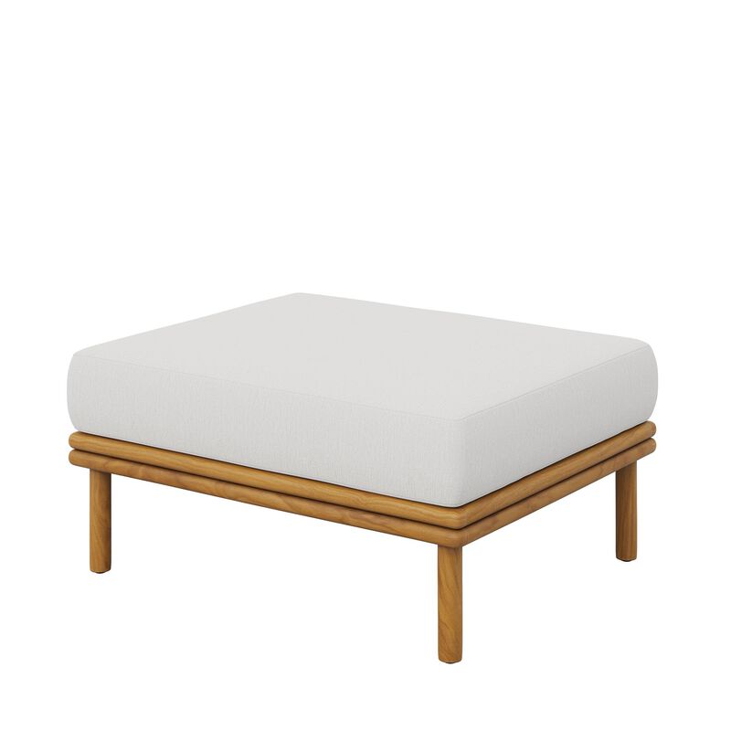 Modway Wren Teak Wood Outdoor Ottoman in Natural Sail image number 3