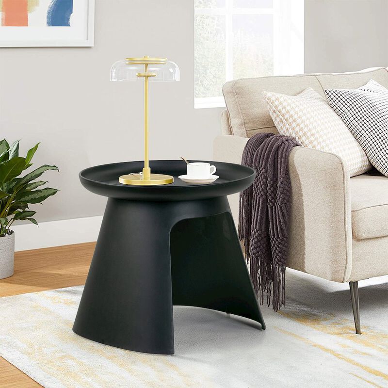 Glamour Home Balius Black Plastic Round End Table