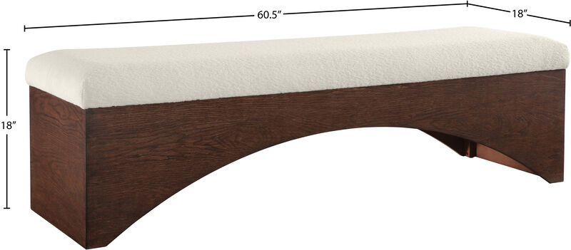 Meridian Furniture Lawson Cream Velour Fur Fabric Bench