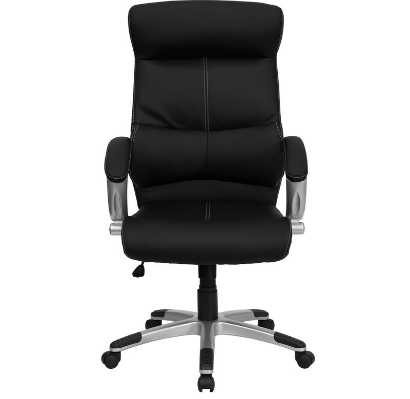 Karen High Back LeatherSoft Executive Swivel Office Chair with Curved Headrest and Line Stitching