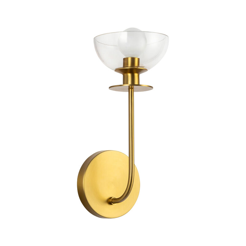 Sylvia 5-in Brushed Gold/Clear Glass 1 Light Damp-Rated Wall/Vanity Light image number 3