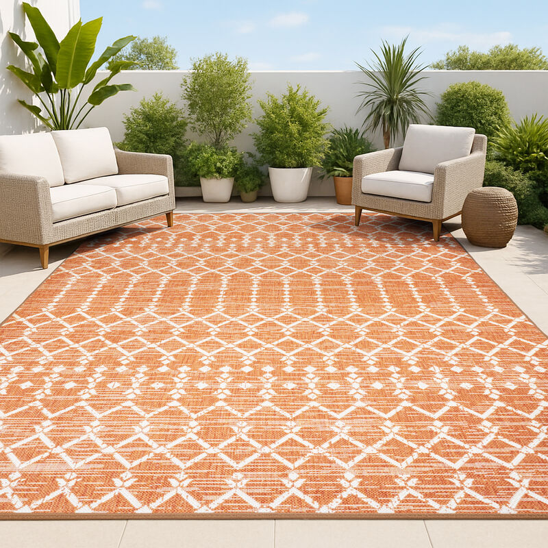 Ourika Moroccan Geometric Textured Weave Indoor/Outdoor Area Rug