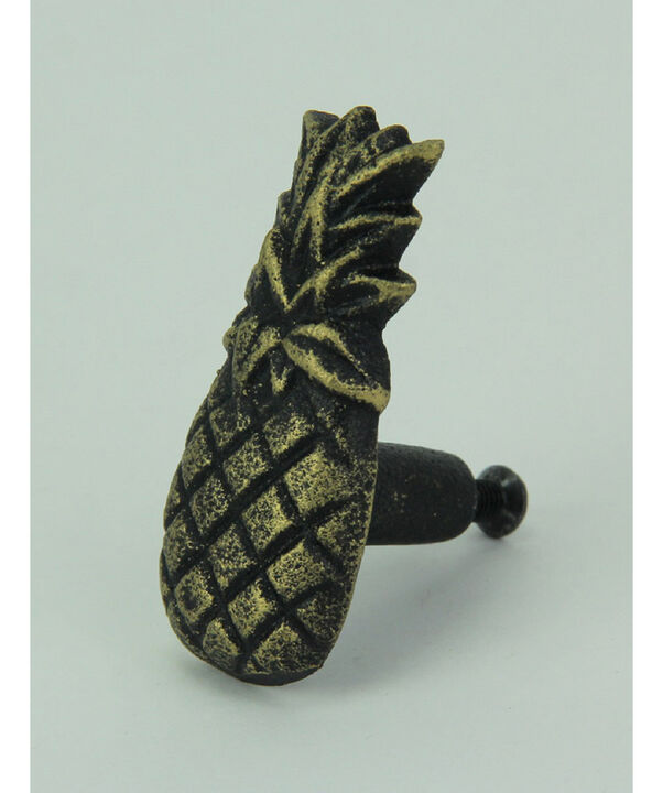 Set of 12 Antique Brass Finish Cast Iron Pineapple Drawer Pulls - Easy Installation - 2.25 Inches High Vintage Tropical Cabinet Knobs for Whimsical and Timeless Decor