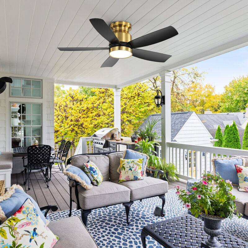 ELEMENT ACE 42 Inch Flush Mount Ceiling Fan with Dimmable LED Light and Remote Control image number 4