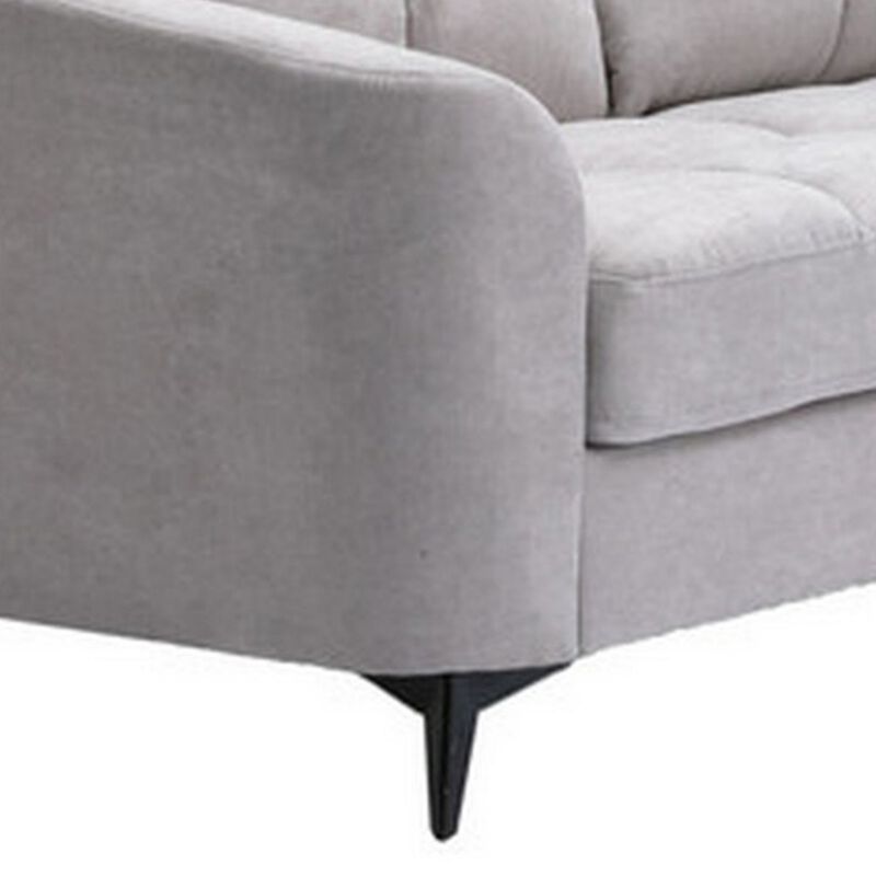 Odin 2 Piece Sofa and Loveseat Set, Tufted Cushions, Light Gray Linen Upholstery-Benzara image number 4
