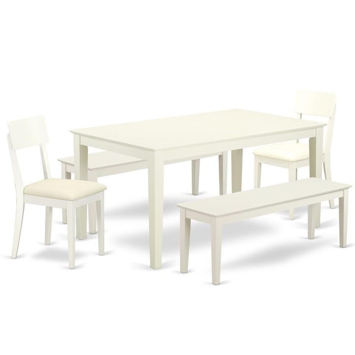 East West Furniture Dining Room Set Linen White, CAAD5C-LWH-LC