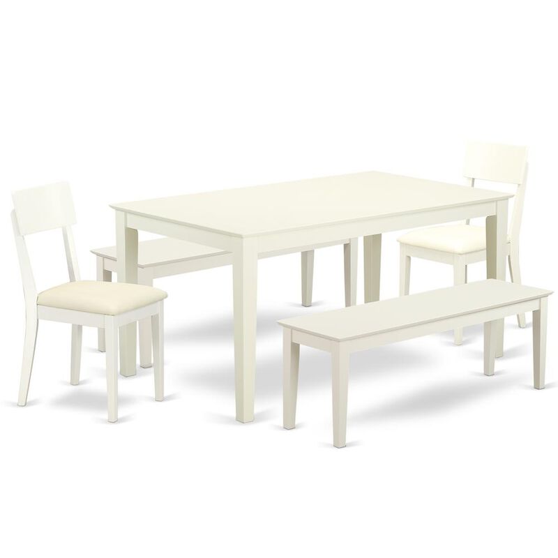 East West Furniture Dining Room Set Linen White, CAAD5C-LWH-LC