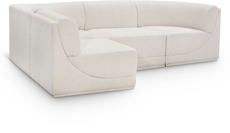 Meridian Furniture Ollie Cream Boucle Fabric Modular Sectional image number 0
