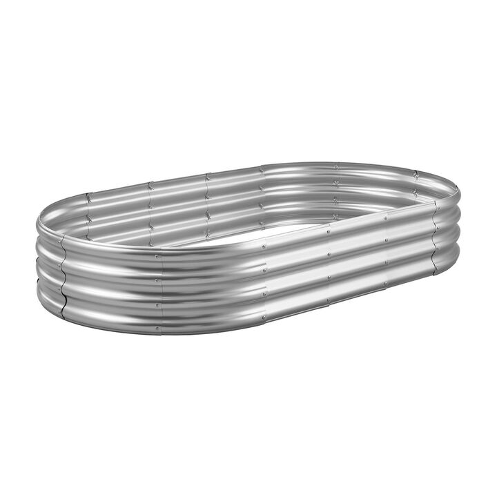 Outdoor Galvanized Planter Raised Garden Bed Open Base for Vegetables Flowers Succulents-Galvanized Color