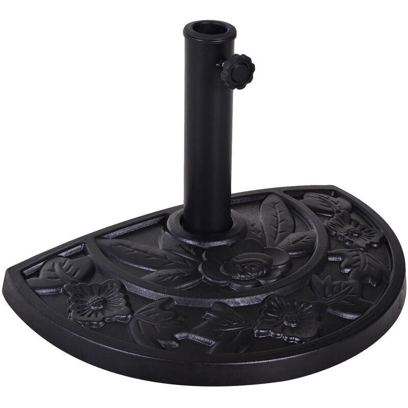 Black Umbrella Base: 20lbs Half Round Decorative Resin Stand