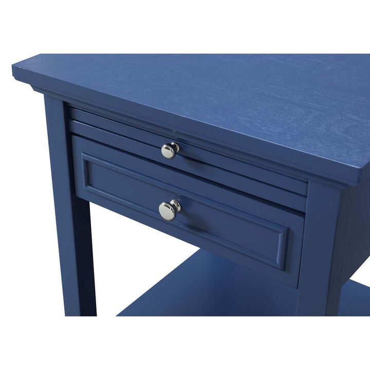 Convenience Concepts American Heritage Logan 1 Drawer End Table with Pull-Out Shelf, Cobalt Blue
