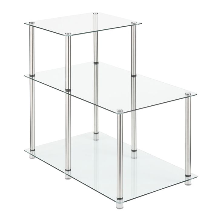 Convenience Concepts Designs2Go Classic Glass 3 Tier Step End Table, Glass